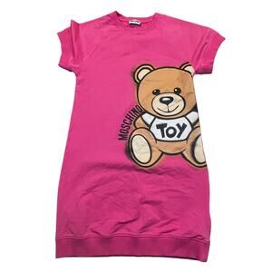 Moschino Toy Pink Teddy Bear Shirt Dress Girls 10Y 140cm Short Sleeve